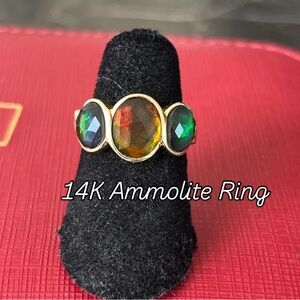14K Gold Ammolite Ring